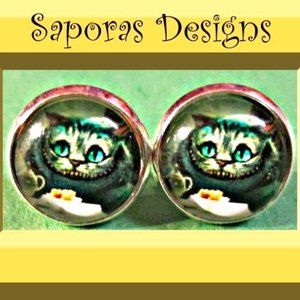 Cheshire The Cat Alice In Wonderland Theme Stud Earrings